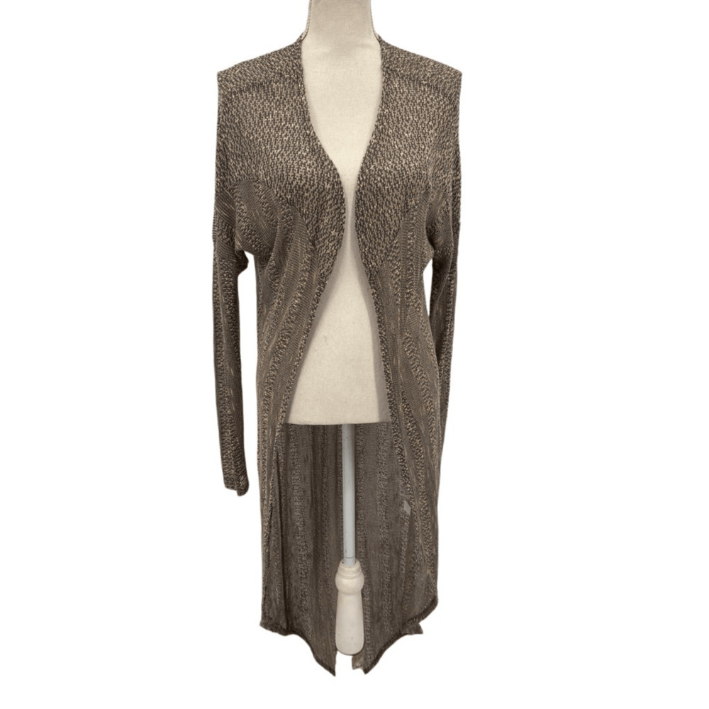 Paper Crane Brown Animal Print Open Front Duster Cardigan Sweater Women's Large